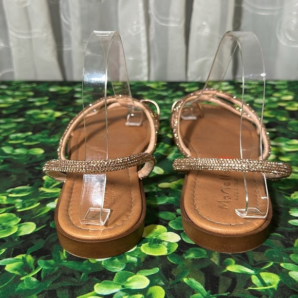 Mariella Rhinestones Glitter Toe Ring Sandals made in Italy size 9 1/2 Rose Gold - Picture 5 of 16